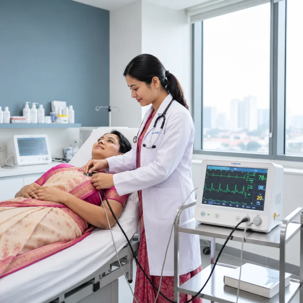 Indian Doctor Examining Patient in Hospital